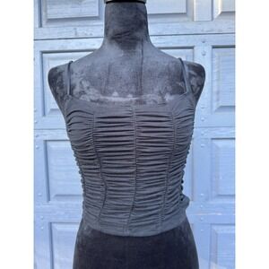 Black Crop Top Runched Size‎ Women's Medium Tank Top!